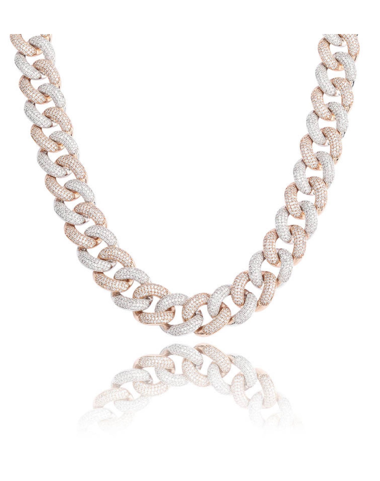 Two-Tone Iced Cuban Chain Link Necklace