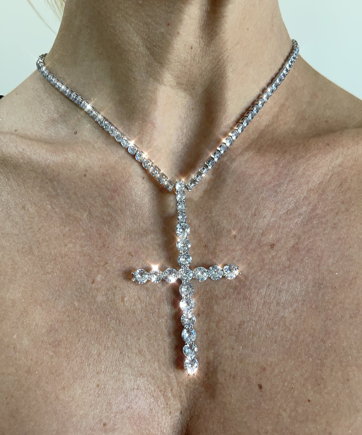 CZ Cross Pendant Necklace