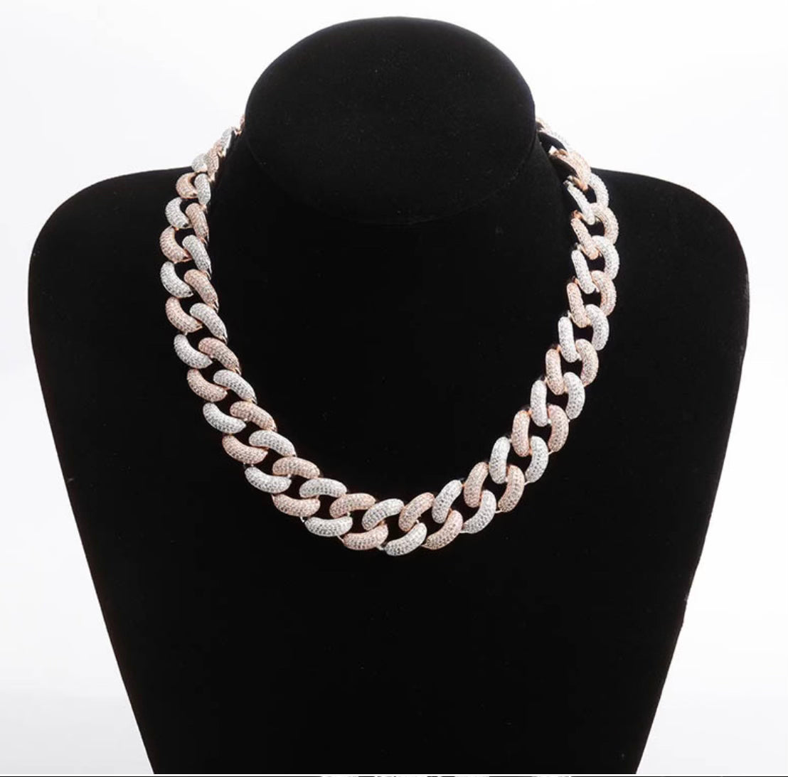 Two-Tone Iced Cuban Chain Link Necklace